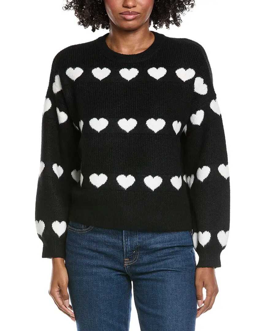 CeCe Heart Jacquard Crew Sweater
