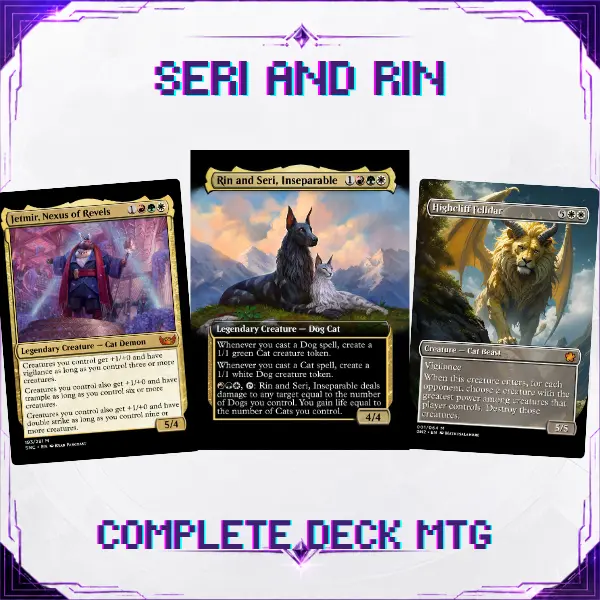Cat and dog Deck - 100-Card Proxy Custom Anime Waifu Token Set for MTG Card Games
