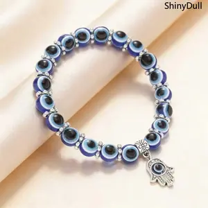 Turquoise Blue Evil Eye Bracelet – Handmade Beaded Charm Jewelry with Butterfly Pendant, Adjustable Lucky Accessory for Men & Women