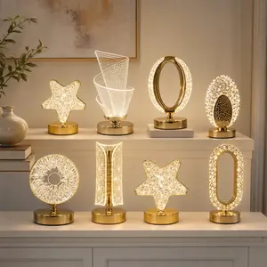 Variety shape crystal table lamp 8 models can choose USB three-color temperature adjustable atmosphere night light, desk, bedside, small corner can be placed, suitable for most home decoration styles, birthday, housewarming, holiday gifts are suitable.