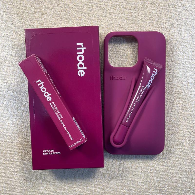 Rhode Lip Gloss Silicone Case for Apple iPhone 11-17 Series - Shockproof Anti-Scratch Fashionable Protection in Pink Yellow Red Green Blue Black Silver-Gray Orange