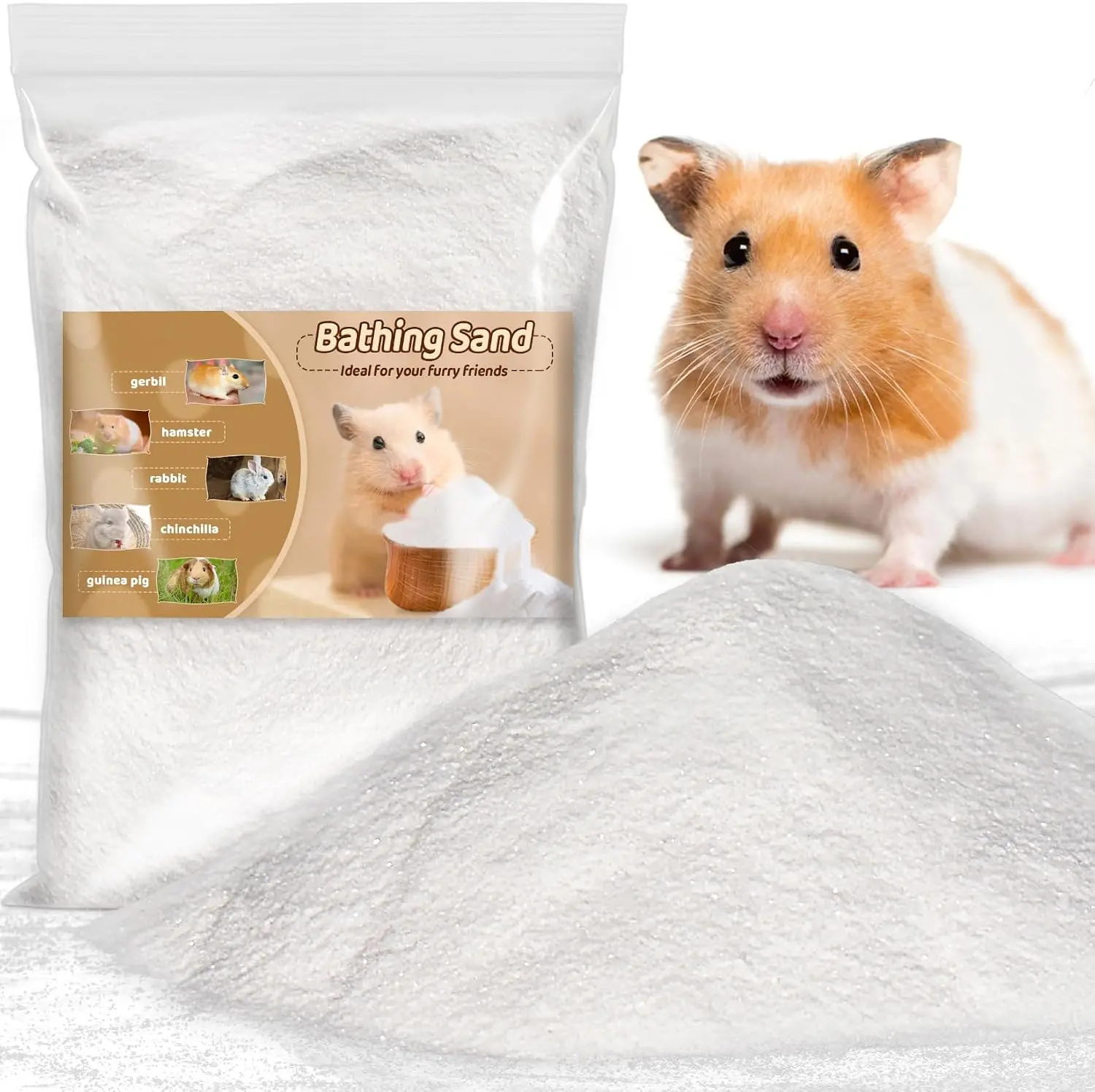 Hamster Sand Bath - White Fine Silica Sand, Hamster Hides & Cleaning | Dust Free Sand Bath for Hamster, Guinea Pig, Chinchilla, Gerbil, Syrian Mice, Small Pet Cage Bedding Accessories,14oz