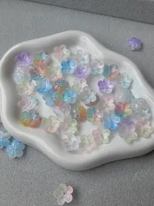 50pcs 12mm Glass Plum Blossom Beads, Colorful DIY Jewelry Making Supplies, Perfect for Earrings Bracelets Necklaces Dream Catchers Hanging Decorations