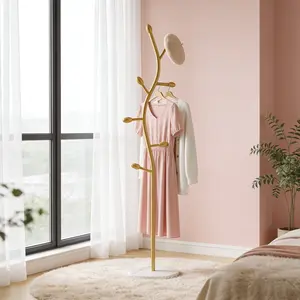 Clothing Rack, Golden Metal Freestanding Heavy Duty Clothes Rack with Marble Base, Multipurpose Garment Hanger for Bedroom, Hat, Scarf, Jacket