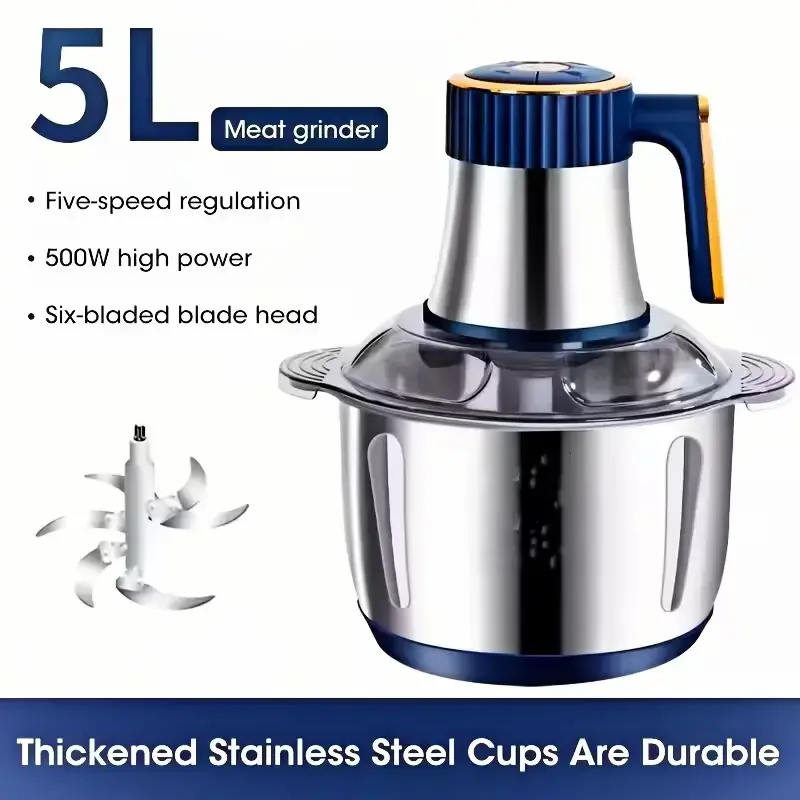 Food Processor High Capacity Meat Grinder Stainless Steel Ample Capacity Vegetable Shredder for Kitchen Home, Large Capacity Chopper Big Capacity Garlic Grinder Food Processors