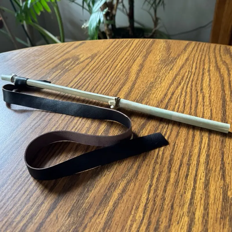 Sasha's Natural Leather Cat Teaser Toy Eco-Friendly Bamboo Wand with Recycled Leather Cruelty-Free All-Natural Fun Scented Playtime Bonding Exercise