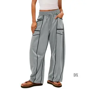DX-WomensBaggyBarrelPantsWideLegLoungeDrawstringSweatpantswithPockets