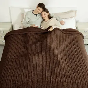 Size Heated Blanket Single Control - Soft Double Sided Sherpa Electric Blanket with 6 Heating Levels & 10 hrs Timer Settings, Washable & Overheat Protection for Bed, Brown