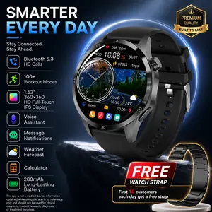 Aetow Unisex Premium Round Digital Smartwatch - Bluetooth Hands-Free Calling, 24-Hour Heart Rate & Sleep Monitoring, Calorie Tracker, Waterproof, Android Compatible (Glacier White, Business Black)