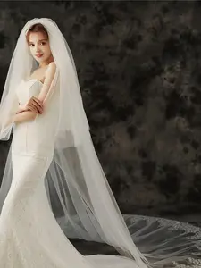 Exquisite Train Wedding Dress, Veil, Bridal Accessories, Double-Layered Veil, High-End Sequined Lace Wedding Accessories