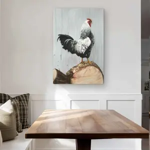 212 MAIN Wyandotte Rooster Aluminium Metal Wall Artwork - 24x36 in Vibrant Brown Animal Artwork Prints, Rooster Design Prints, Nature Farmhouse Home Decor, Ideal Gift for Rooms