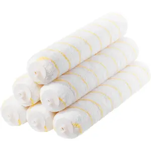 - 14 Inch  Roller Covers, 6 Pack, Yellow Stripes, 1/2" Nap Microfiber  Rollers