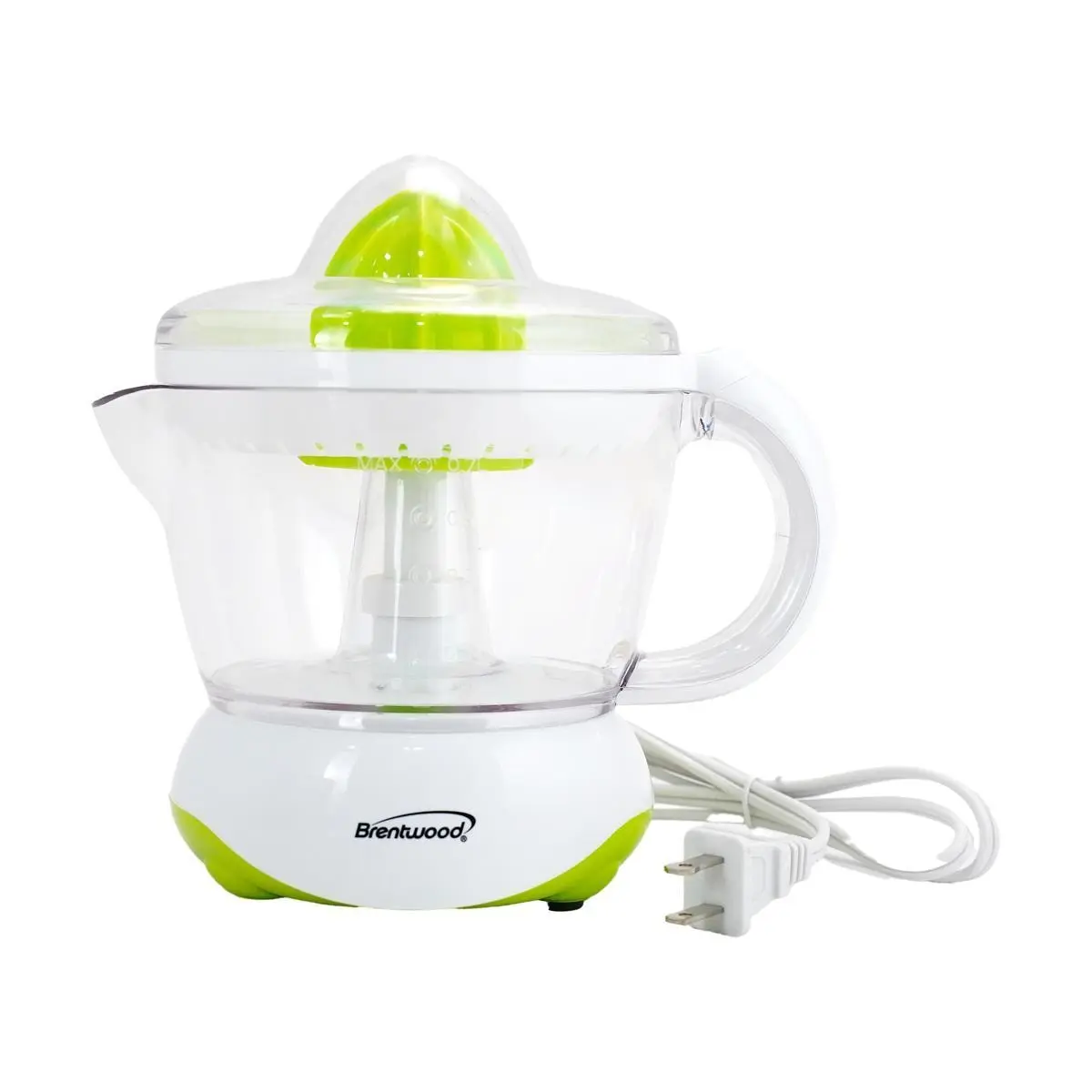 BRENTWOOD Electric Citrus Juicer - Korean Design, Automatic Squeezer, Easy Clean, No Filter, White