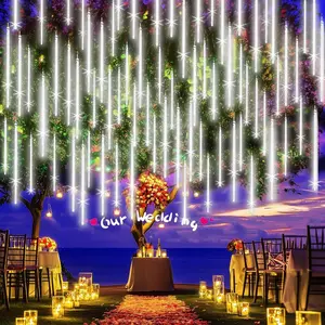 Christmas Lights Outdoor 16 Inch 20 Tubes Meteor Shower Rain Light, Waterproof Falling Icicle String Lighting for Xmas Tree Yard House Decor,Shine White
