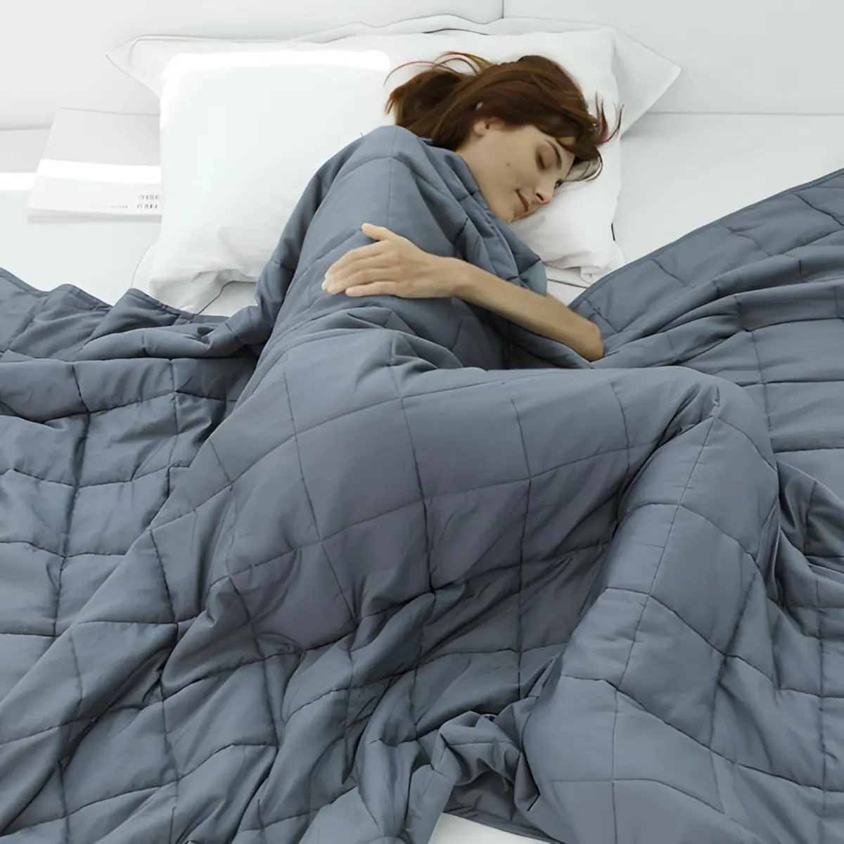 Weighted Blanket for Adults (Dark Grey,48"x72",15lbs) Cooling Breathable Heavy Blanket with Premium Glass Beads All-Season Soft Thick Blanket