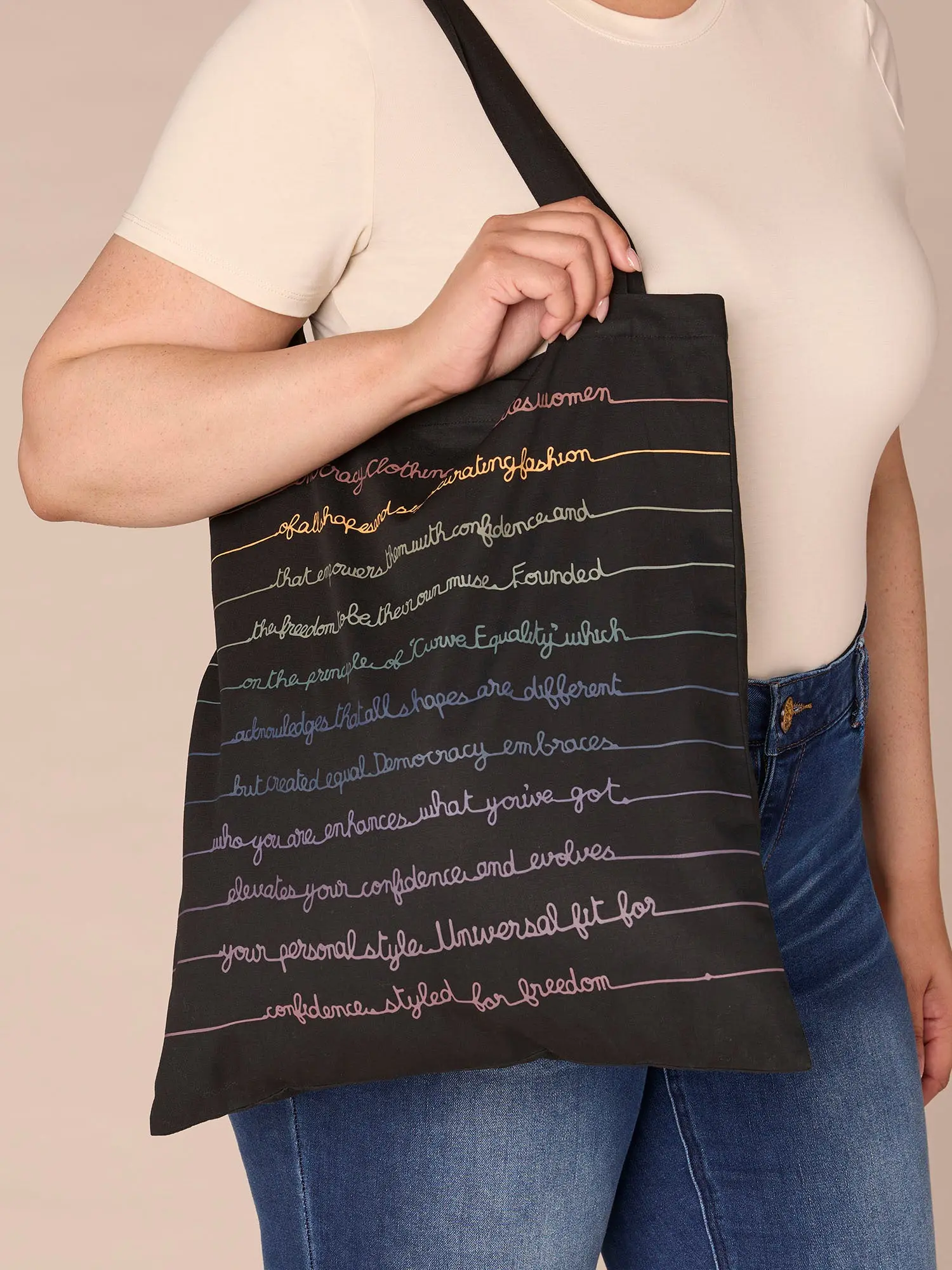 Democracy Script Drawstring Tote Bag