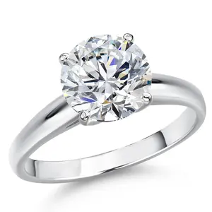 Gem Stone King Gemstone Birthstone Solitaire Engagement Ring In 14K White Gold | Round 10MM | Wedding Anniversary Promise Gold Ring For Women | Size 5 to 9