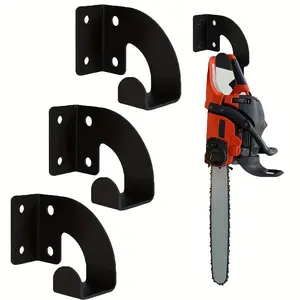 3-Piece Metal Chainsaw Wall Mount, Tool-Free Installation, Garage Storage Rack, Space Saving Organizer, Compatible with Gas/electric Chainsaws
