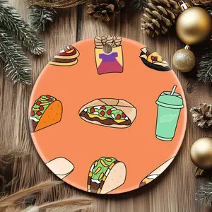 Christmas Ornaments Crunch Wrap Supreme Taco Bell New Year Acrylic Holiday Gift For Friends X-Mas Family Birthday Tree Circle
