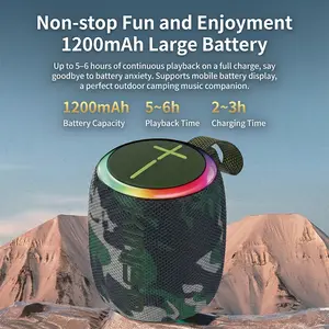 Portable Wireless Speaker with RGB LED Light, Round Drum Design, Multiple Playback Options, Rechargeable Battery