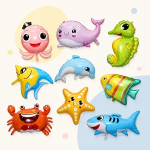 9Pcs Large Sea Animal Balloon Set  Octopus, Shark & Dolphin Foil Balloons • Underwater Theme Party Decoration for Birthday & Baby Shower • Viral Ocean Aesthetic Kit graduation gift