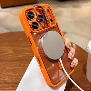 Premium HD Clear Magnetic Wireless Charging Phone Case, Shockproof Design with Lens Kickstand & Full Camera Protection for iPhone 12 13 14 15 16 17 Pro Max Plus Air