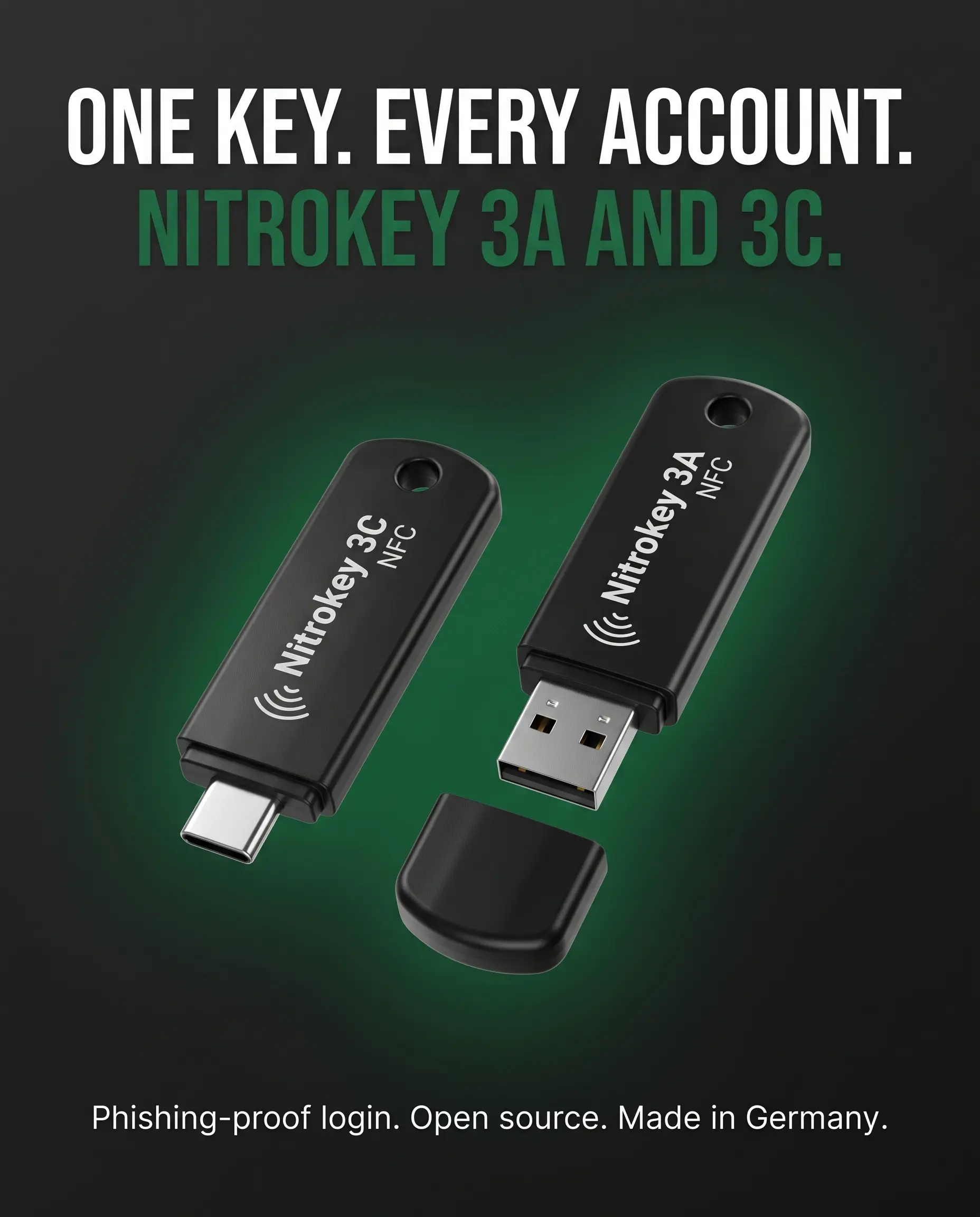 Nitrokey 3 Multi-Auth Hardware Security Key - FIDO2 Passkey Authenticator, Open-Source, Secure Chip, Made in Germany, USB-C/USB-A (Computers & Office, Desktop & Laptop Components, Cables & Accessories)