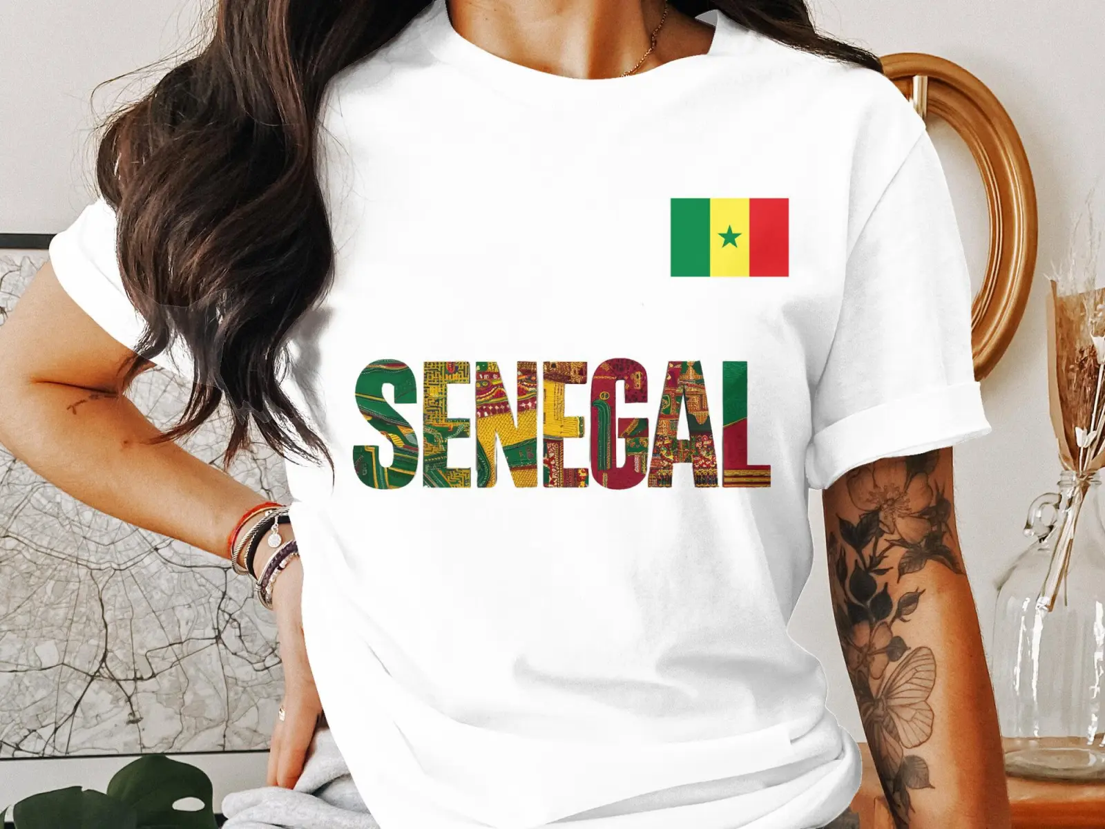 Vibrant Senegal Letters T-Shirt | African Roots Pride Tee | Senegalese Culture Shirt | Unique Senegal Pride Gift