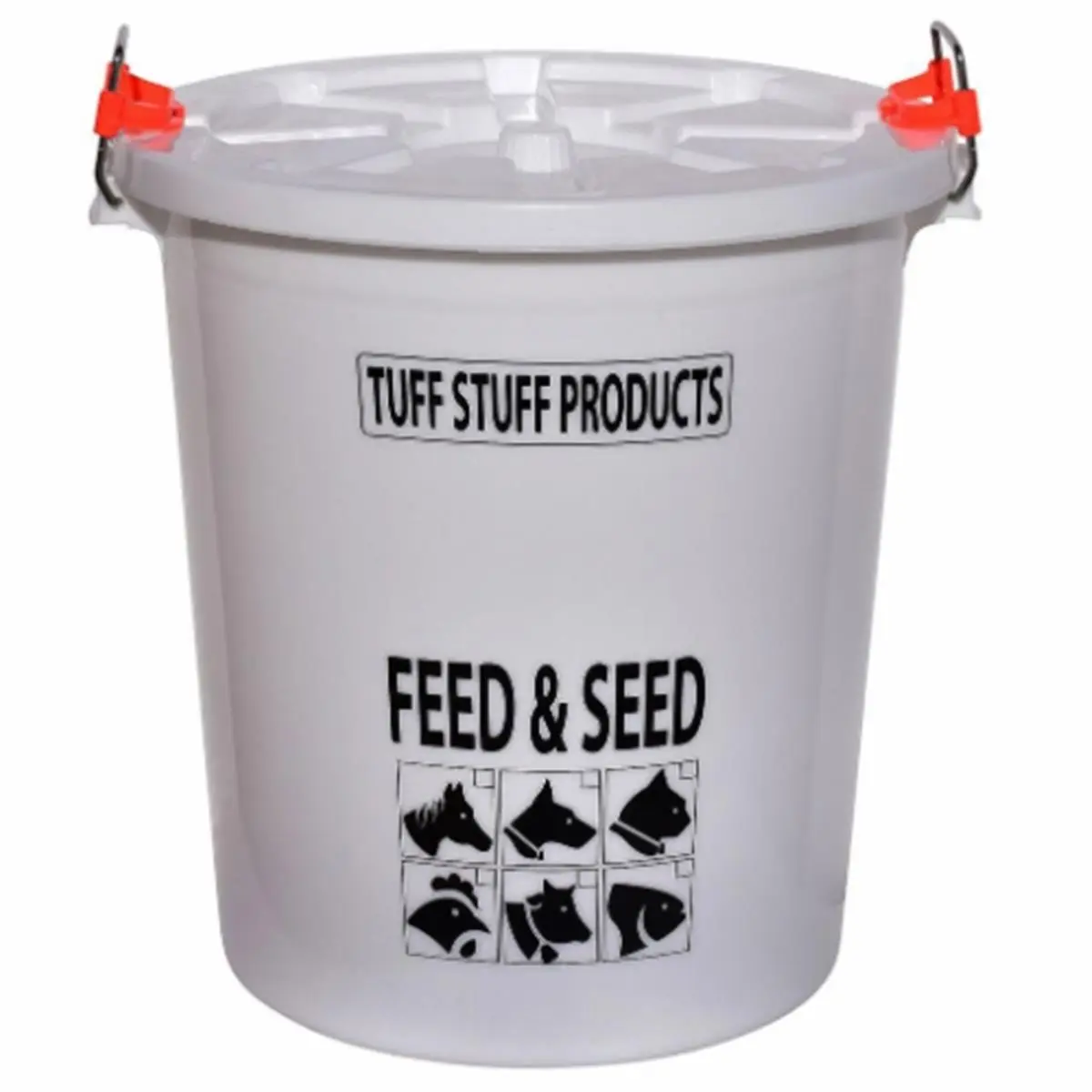 212 MAIN Heavy-Duty Large Capacity Bag, 7gal UV-Resistant Plastic Animal Feeding Feed & Seed Storage Pail, 25 Lb Capacity with Stainless Steel-Accented Locking Lid