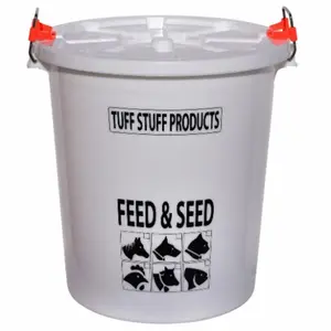212 MAIN Heavy-Duty Large Capacity Bag, 7gal UV-Resistant Plastic Animal Feeding Feed & Seed Storage Pail, 25 Lb Capacity with Stainless Steel-Accented Locking Lid