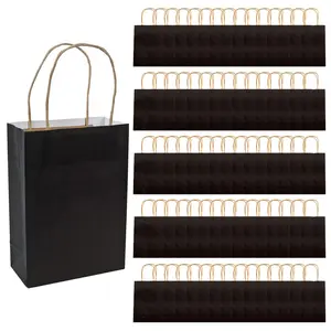 6 1/2" x 9" Bulk 60 Pc. Medium Black Kraft Paper Gift Bags