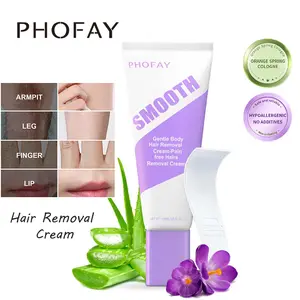 PHOFAY Sensitive Skin Pain-Free Hair Removal Cream - Hypoallergenic Body Care Formula with Ginseng, Aloe & Hyaluronic Acid for Gentle, Fast-Acting, Moisturizing Soothing Care, Suitable for Men & Women Summer Vibes
