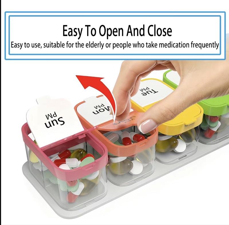Daily Pill Storage Box, 7-Day Large-Capacity Morning and Afternoon Pill Organizer for Home, Office and Dormitory
