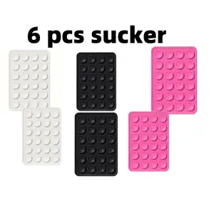 6 Pack Silicone Suction Phone Case Mount, Silicon Adhesive Suction Cup Phone Mount, Non Slip Sticky Phone Grip for Cellphone