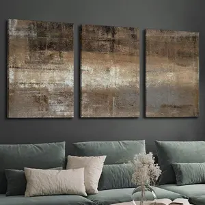 2D Flat 3-Piece Set with Border, Misty Modern Abstract Wall Decoration, Orange Country Farmhouse Theme, Large Wall Art: Weird Things Room Decoration Gift, Abstract Decorative Painting, Cheap Room Decoration, Halloween "Day" Canvas Painting