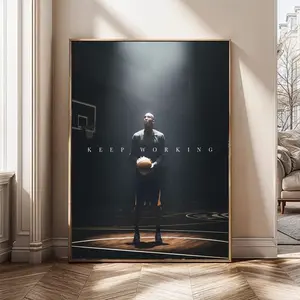[No Frame] Kobe Bryant Keep Working Wall Art, Basketball Legend Tribute Wall Poster, Mamba Forever Art