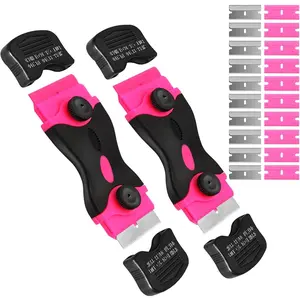 2 count Razor  Scraper, Double Edged Razorblade Scraping Cleaning Tool with 20 count , Window Razor  Scraper  Scraper for Glass, Decals, Stickers, Labels, Caulk, Adhesive(Pink)