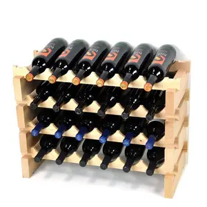 6X Bottles Pine Wood Modular Wine Rack Stackable (6 Bottles per Row)