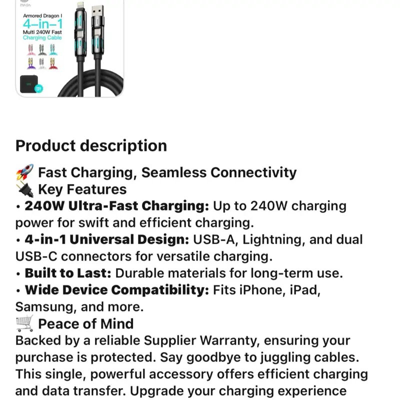 Fast charging liquid silicon cable