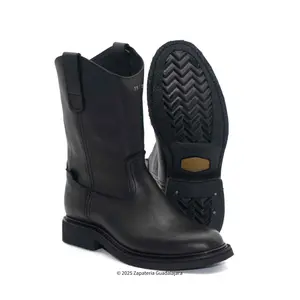 Roper Soft Toe Rubber Sole Black Grasso Leather Workboot-801