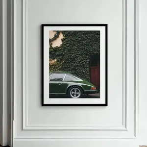1PC [SALE UP TO 50%]Vintage Green Porsche 911 Poster, 1970s Retro Car Art, Moody 35mm Photography, Classic Porsche Wall Art, Retro Car Print Poster - Complimentary Delivery