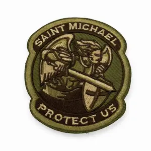 Saint Michael Embroidery Patch, Tactical Faith Morale Badge for Protection (Sewing & Fabric Craft Supply) with Hook and Loop Backing