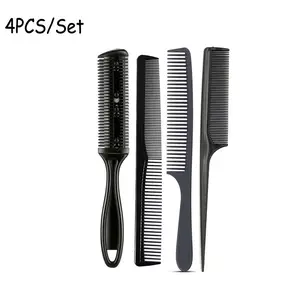4PCS/Set Styling Hair Comb Anti Static Ponytail Comb Makeup Comb Hair Clipper Accessories Hair Comb Special for Real Hair Wigs  Black Fine-tooth Comb Hairdressing Hair Style Rat Tail Brush Professional Hairdressing Salon barber Tool