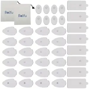 Belifu 40pcs TENS Unit Replacement Pads, Durable Snap-On Electrodes, Up to 50 Uses, Latex-Free, Compatible with All TENS EMS Devices, 3.5mm Push-Button Wires
