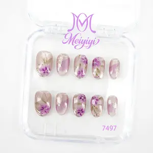 .DP.7497.Purple watercolor rose wearable nails
