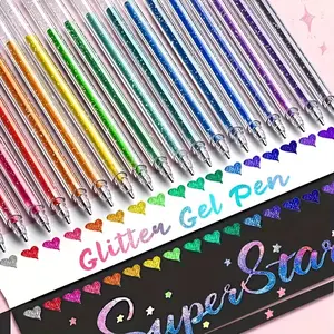 24pcs Color-Changing Glitter Pens, Flowing Sand Sparkling Glitter Star Gel Pens, Aurora Shimmer Highlighters for Journaling and Drawing