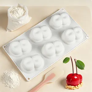 1pc cherry-shaped silicone cake mold, 6-hole fresh fruit design, non-stick, plump berries easily release, for sweet chocolate, cakes, themed baking creative tool