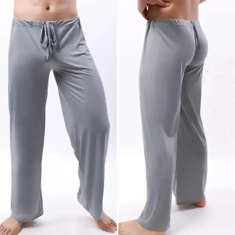 Men Yoga Pants Low Waist Drawstring Straight Loose Pajama Pants Thin Sports Comfortable Elastic Waist Men Sports Trousers Athleisure