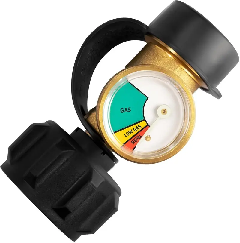 Propane Tank Gauge Level Indicator Leak Detector for 5lb-40lb Propane Tanks , Universal for BBQ Gas Grill, Cylinder, RV Camper, and More Appliances, Type 1 Connection Tool Pressure