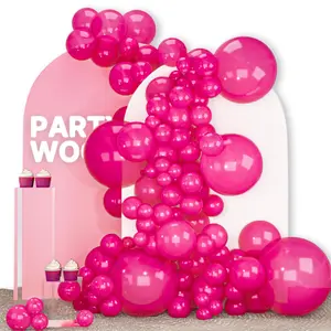 PartyWoo Pearl Hot Pink Balloons 140pcs Different Sizes of 18 12 10 5 Inch Magenta Fuchsia Dark Pink Balloon Arch Kit Garland for Bridal Baby Shower Princess Birthday 1950s Party Decorations Pink-Z38